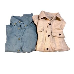 Crewcuts Boys Blue Chambray Button Down Shirt & Cream Utility Shirt Size 10